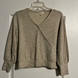 Tan crossover sweater